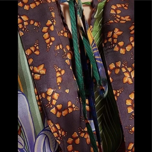 Jewel Peacock Feather Kimono Duster W/Sash Tie - Picture 4 of 11